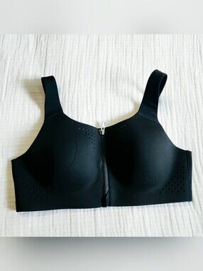 VSX Black Front-Zip Sports Bra